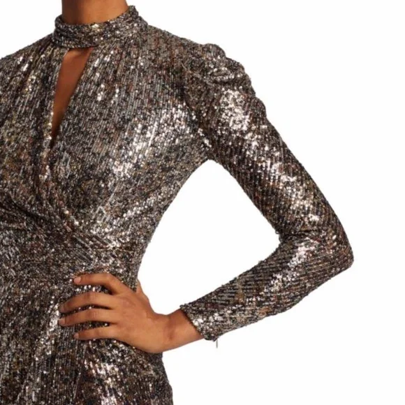 Jonathan Simkhai Mallory Sequined Long PuffSleeve Mini Dress Size 4